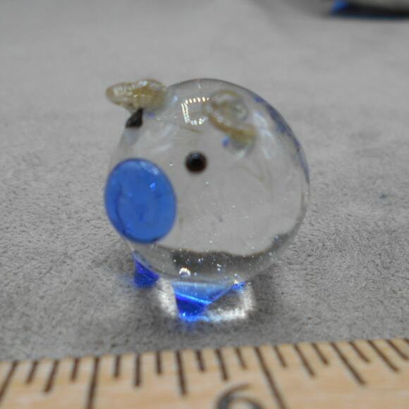 Three Miniature Clear Glass Pig Figurines Art Glass/Ornaments Lot of 3 - Picture 9 of 9